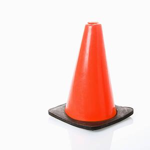 Orange traffic cone. 