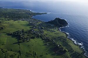 Aerial view of coastal landscape of Maui, Hawaii.