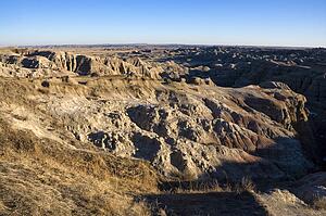 Overview of landscape in Badlands National Park, South Dakota