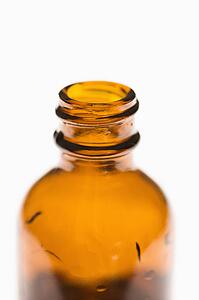 Brown bottle on white background.