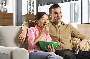 Watching television