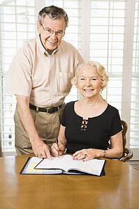 Couple looking at their calendar