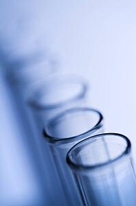 Test tubes with blue tint.