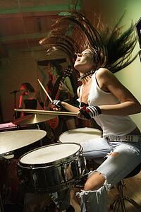 Girl band playing instruments