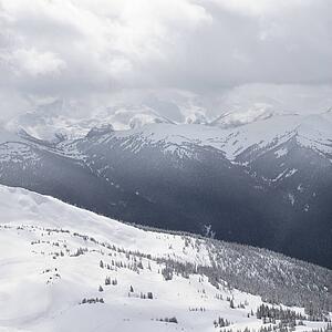 Scenic shot of mountain peaks in Whistler, Canada