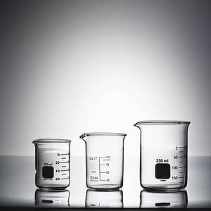 Glass science beakers.