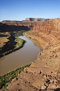 Aerial of Colorado River landscape in Utah, USA.