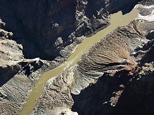 Aerial view of river valley in Utah Canyonlands