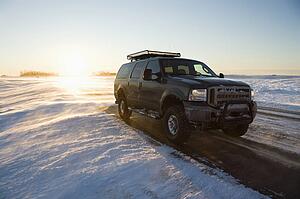 Truck on icy road 