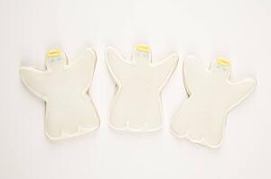 Three angel sugar cookies with decorative icing.