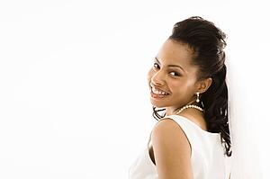 Portrait of a bride on white background