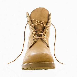 One tan construction boot. 