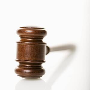 Selective focus of wooden gavel