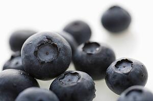 Group of blueberries on white background.