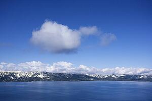 Aerial landscape lake and mountains at Lake Tahoe, Nevada
