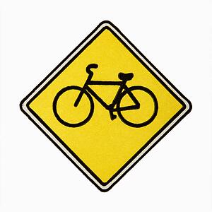 Bicycle road sign against white background.