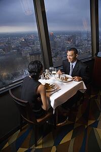 Couple having dinner at the Tower of the Americas in San Antonio, Texas