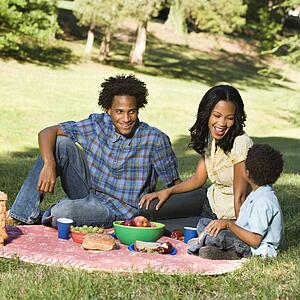 Family having a picnic in a park