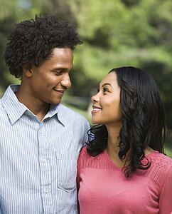 Couple looking into each other's eyes
