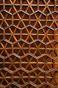 Asian interior wooden design.