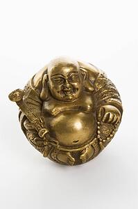 Happy laughing Buddha brass figurine 