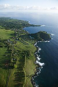 Aerial view of coastal community in Maui, Hawaii