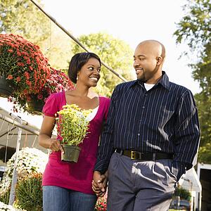 Couple picking out flowers