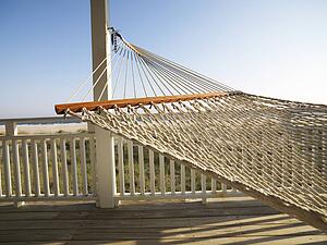 Porch with hammock at beach at Bald Head Island, North Carolina
