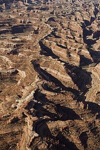 Aerial of desert canyon in Canyonlands National Park in Utah, USA
