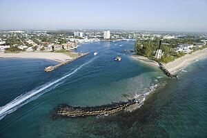 Aerial view of Hillsboro Bay in Pompano Beach, Florida
