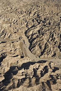 Aerial view of mountainous terrain in southwest