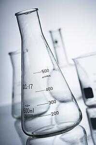 Glass science containers.