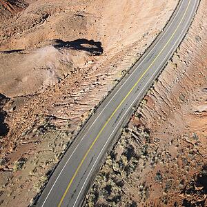 Scenic highway through desert landscape of Utah
