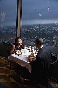 Couple having dinner at the Tower of the Americas in San Antonio, Texas