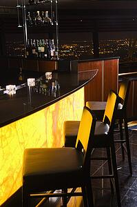 Interior shot of bar at the Tower of the Americas in San Antonio, Texas.