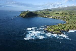Aerial of Maui, Hawaii coastal landscape