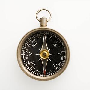 Compass pointing north.