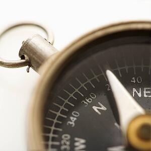 Detail of compass pointing northeast