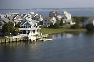 Aerial view of coastal community on Bald Head Island, North Carolina