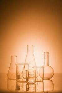 Glass science containers.