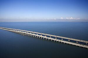 Interstate 275 over Howard Aerial of Frankland Bridge over Old Tampa Bay, Florida