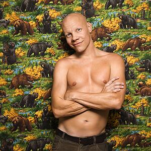Portrait of a shirtless Mid-adult Caucasian male.