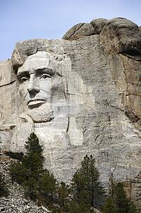 Abraham Lincoln carved in granite at Mount Rushmore National Monument, South Dakota.
