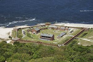 Aerial view of Fort Clinch, Florida. 