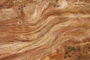 Aerial of textured red rock in desert of Arizona, USA