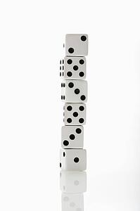Stack of white dice.