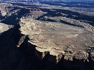 Aerial view of Utah Canyonlands with landforms.