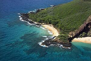 Aerial of Maui, Hawaii beach and Pacific ocean