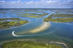 Aerial of wetlands at Cumberland Island National Seashore, Georgia