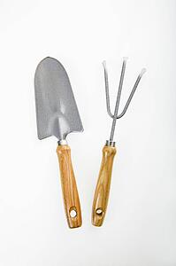 Hand held spade and gardening fork